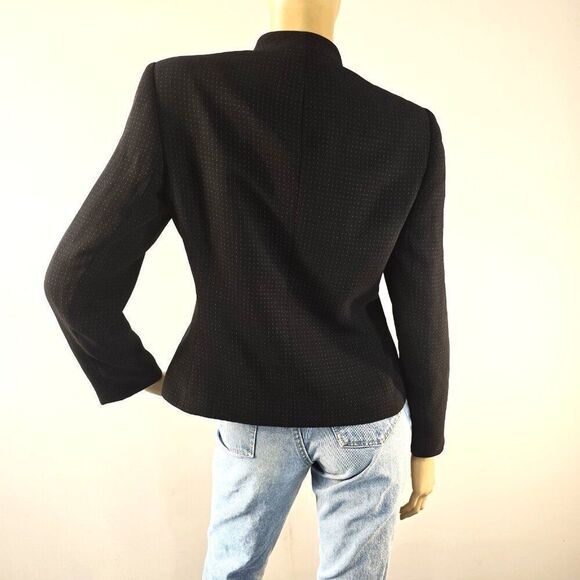 Le Suit Petite Career Blazer Jacket Black Pink Swiss Dots 4 Button Sz 10P - Picture 5 of 11
